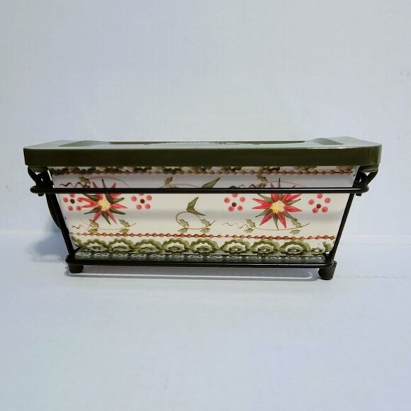 Temp-tations Ovenware by Tara Old World Green 1.5 qt Loaf Pan Trivet Lid Rack - Picture 2 of 13